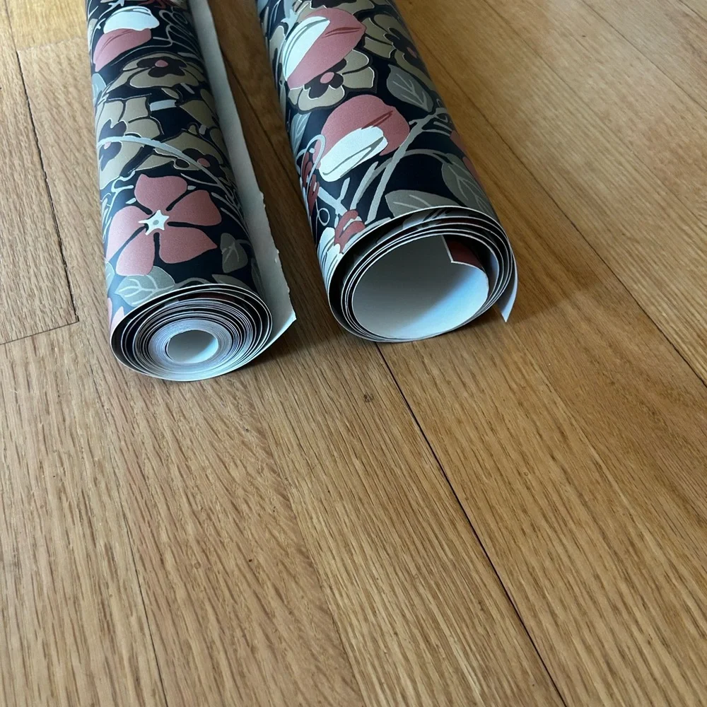 Floral Black and tan peel and stick Wallpaper